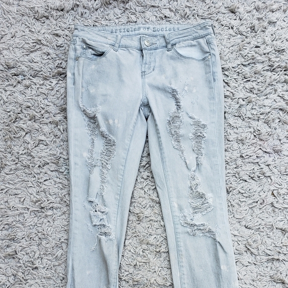 ARTICLES OF SOCIETY Jeans Size 24 Distressed Light Wash Streetwear - Picture 1 of 6